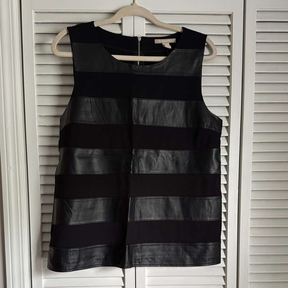 Banana Republic Black Leather Stripe Tank Top